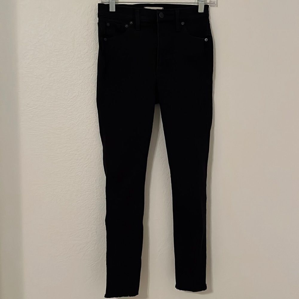 MADEWELL High Riser Skinny Skinny Raw Hem Black Jean